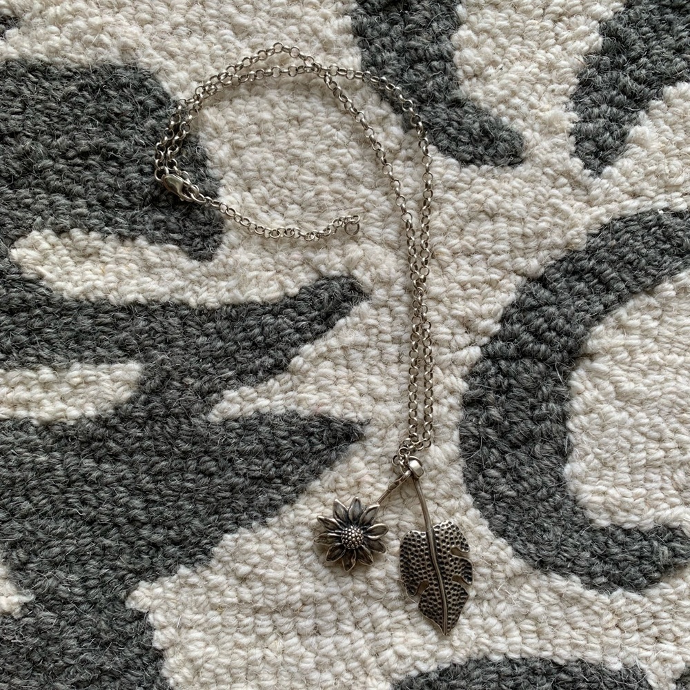 925 Soul Flower Sunflower & Monstera Handmade Necklace 🌻🪴